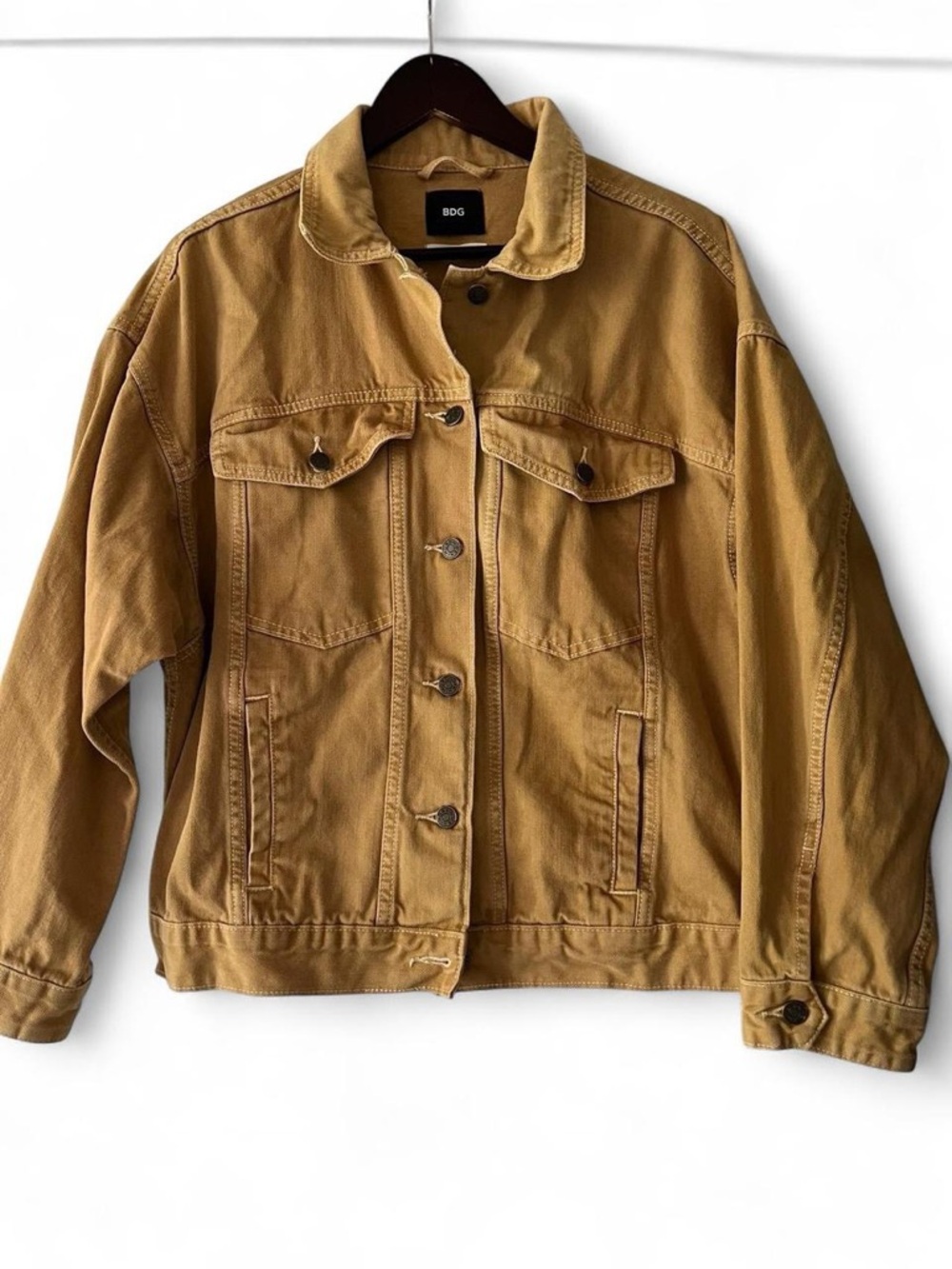 BDG Men's Mustard Brown Button-Front Shirt Jacket - Size Medium Streetwear